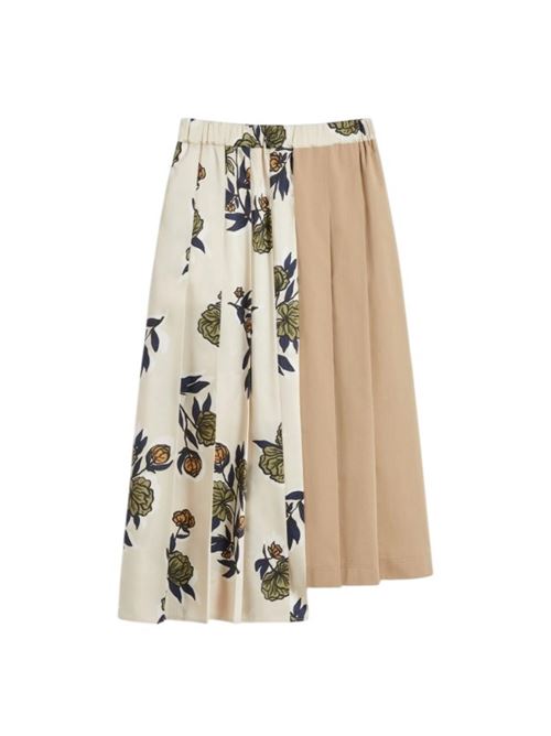 Gonna plissé in twill fantasia - BEIGE WEEKEND | 2525106012600.001