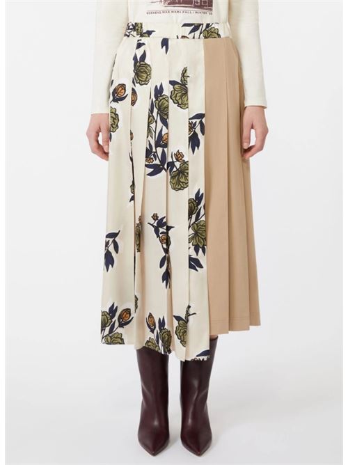 Gonna plissé in twill fantasia - BEIGE WEEKEND | 2525106012600.001