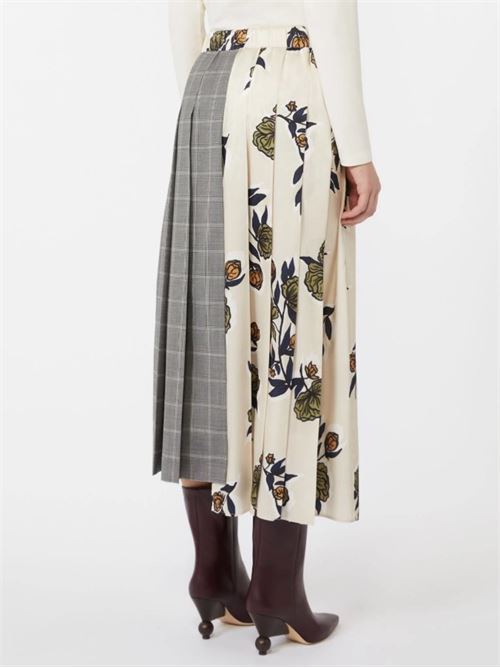 Gonna plissé in twill fantasia - BEIGE WEEKEND | 2525106012600.001