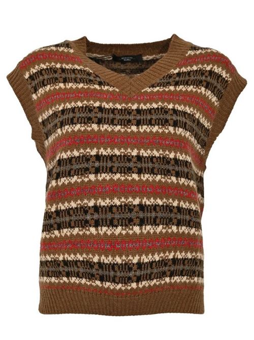 Gilet Fleres in jacquard di alpaca e lana Cammello WEEKEND | 2525356022600.027